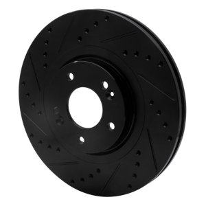 Hyundai Santa Fe Sport Brake Rotor (1) - Front Left - R1 Concepts - Drilled & Slotted - Black - `13-`20